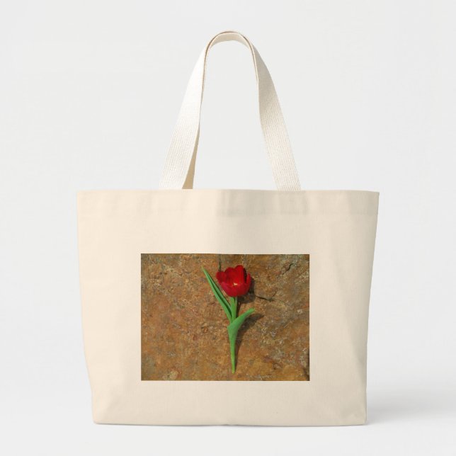 Red and Yellow Tulip Large Tote Bag (Front)