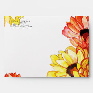 Red and Yellow Watercolor Floral Envelope