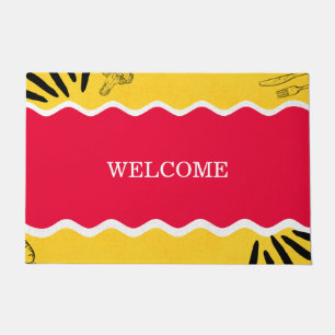 RED AND YELLOW WELCOME DOORMAT