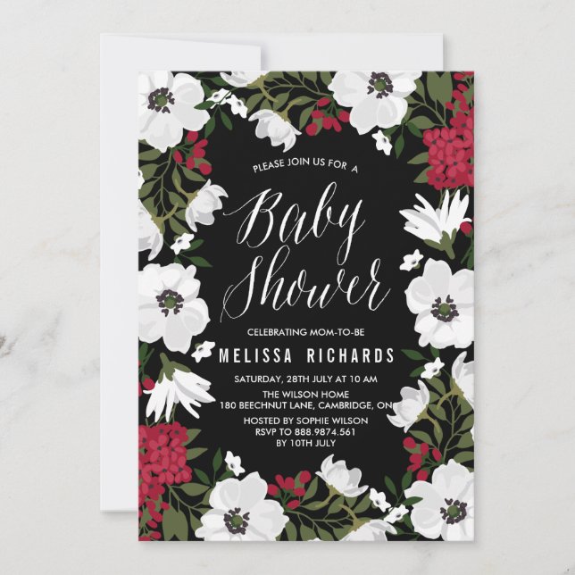Red Anemone Blooms Baby Shower Invitation (Front)