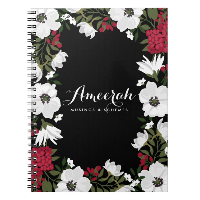 Red Anemone Blooms Personalised Notebook (Front)