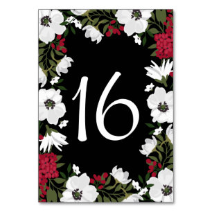 Red Anemone Blooms Table Numbers Card