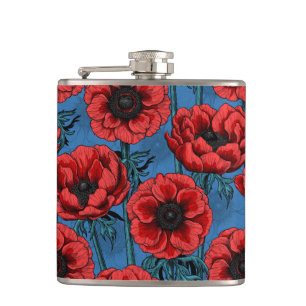 Red anemone garden hip flask