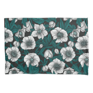 Red anemone garden pillowcase