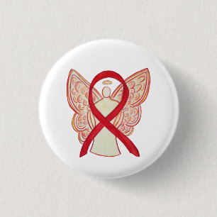 Red Angel Awareness Ribbon Custom Art Pins