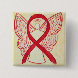 Red Angel Awareness Ribbon Custom Art Pins