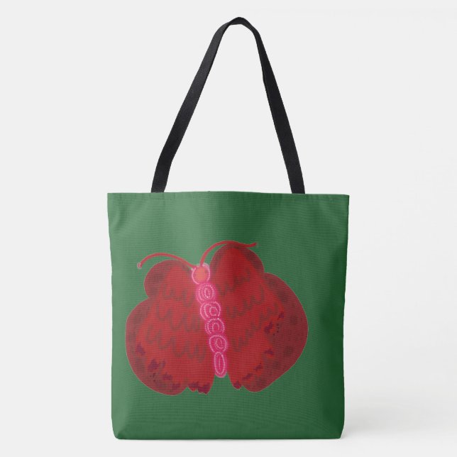 Red Angel Butterfly Tote Bag (Front)