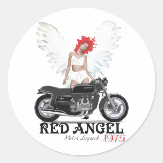 Red Angel Cafe Racer Motor Legend Classic Round Sticker