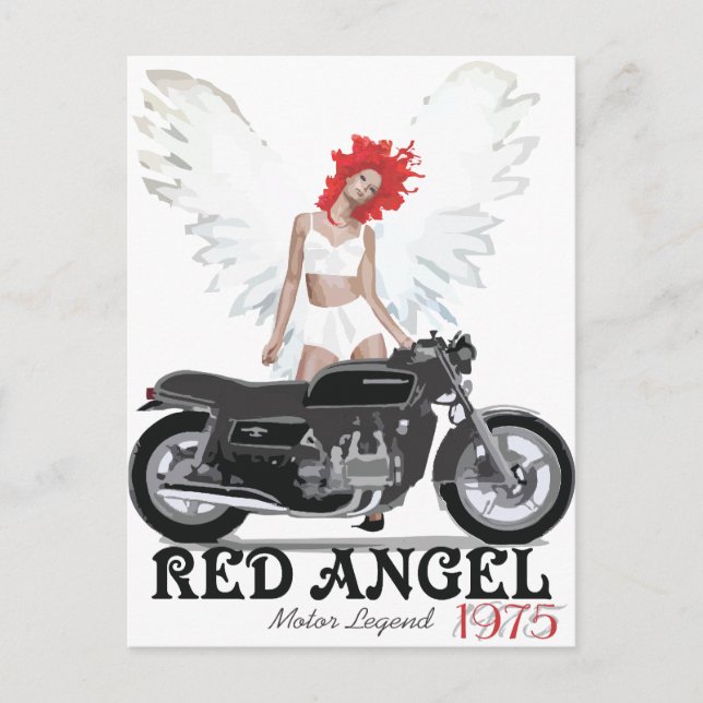 Red Angel Cafe Racer Motor Legend Postcard (Front)