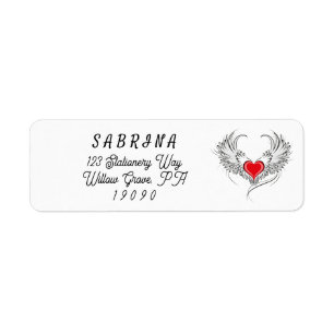 Red Angel Heart with wings