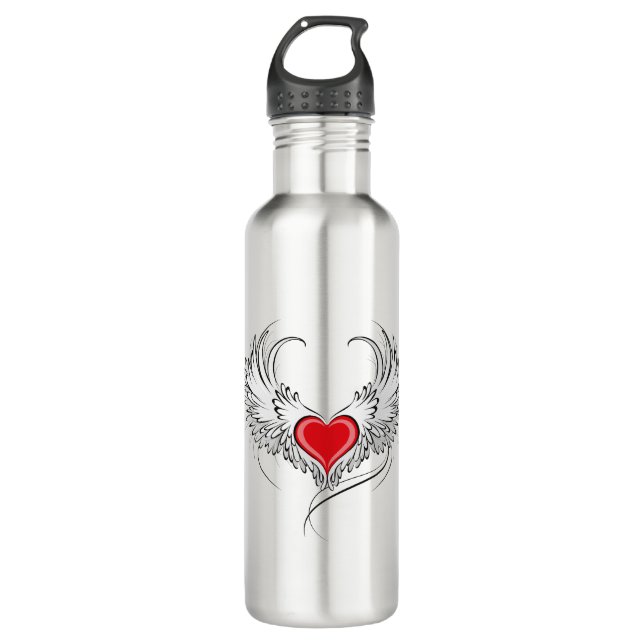 Red Angel Heart with wings 710 Ml Water Bottle (Front)