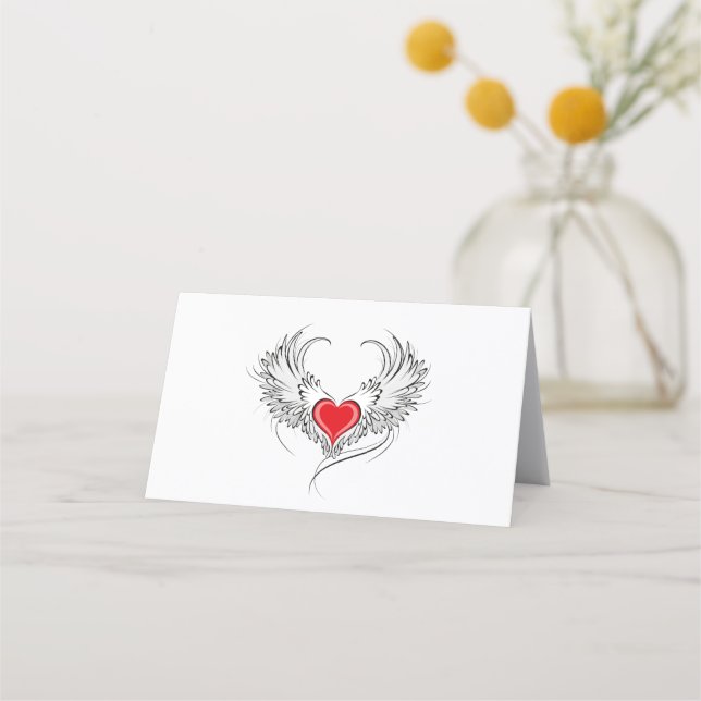 Red Angel Heart with wings Appointment Card (Front)