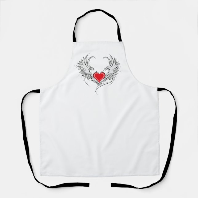 Red Angel Heart with wings Apron (Front)
