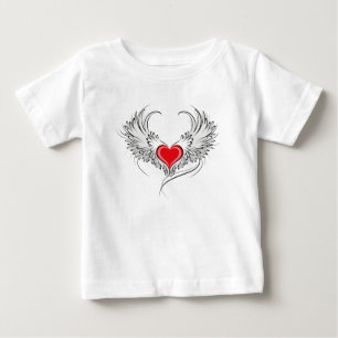 Red Angel Heart with wings Baby T-Shirt