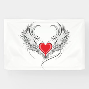 Red Angel Heart with wings Banner