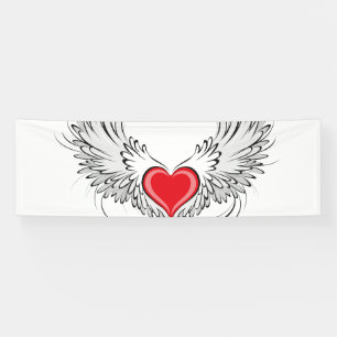 Red Angel Heart with wings Banner