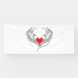 Red Angel Heart with wings Banner