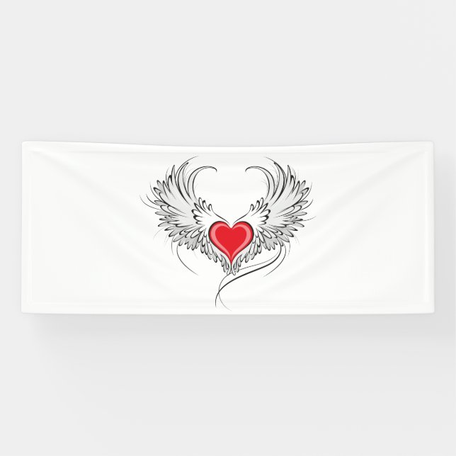 Red Angel Heart with wings Banner (Horizontal)