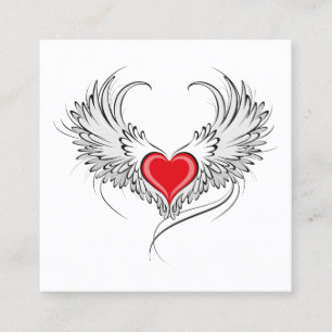 Red Angel Heart with wings Calling Card