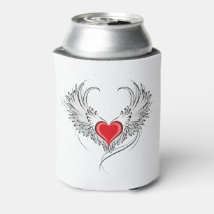 Red Angel Heart with wings Can Cooler