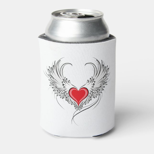 Red Angel Heart with wings Can Cooler (Can Back)