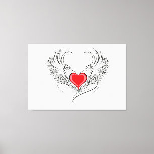 Red Angel Heart with wings Canvas Print