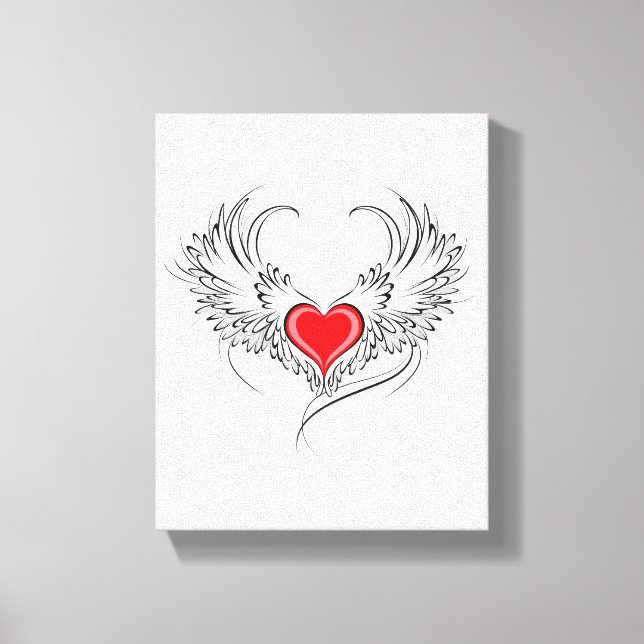 Red Angel Heart with wings Canvas Print (Front)