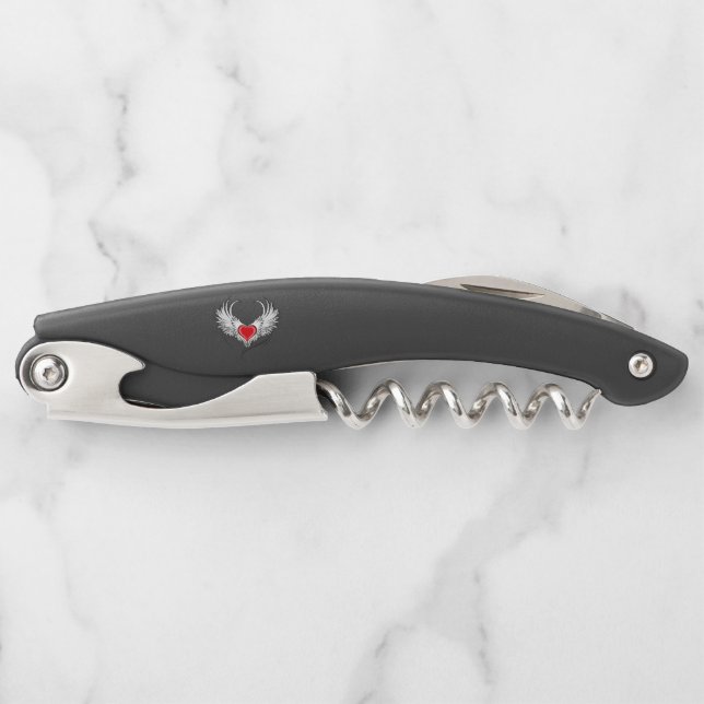 Red Angel Heart with wings Corkscrew (Front)