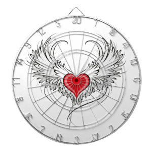 Red Angel Heart with wings Dartboard