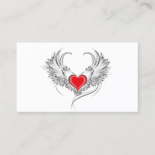 Red Angel Heart with wings Discount Card
