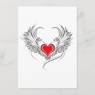 Red Angel Heart with wings Enclosure Card