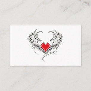 Red Angel Heart with wings Enclosure Card