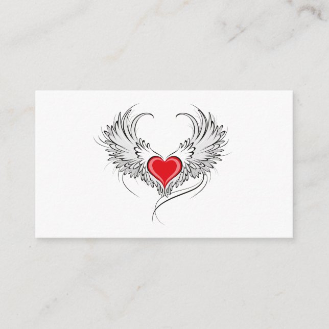 Red Angel Heart with wings Enclosure Card (Front)