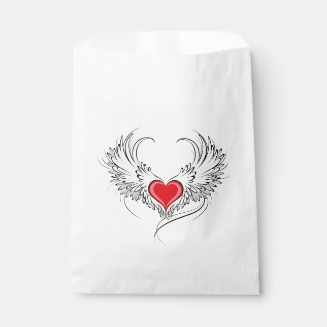 Red Angel Heart with wings Favour Bags (Front)