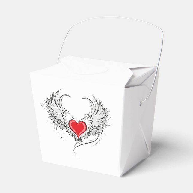 Red Angel Heart with wings Favour Box (Front Side)