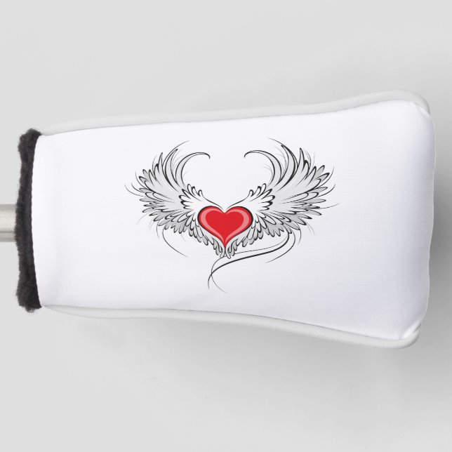 Red Angel Heart with wings Golf Head Cover (Front)