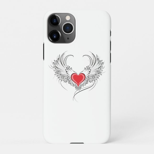 Red Angel Heart with wings iPhone Case (Back)