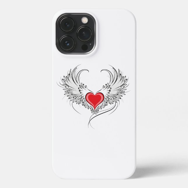 Red Angel Heart with wings iPhone Case (Back)