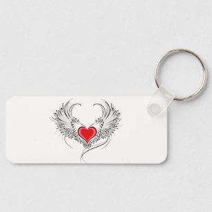 Red Angel Heart with wings Key Ring