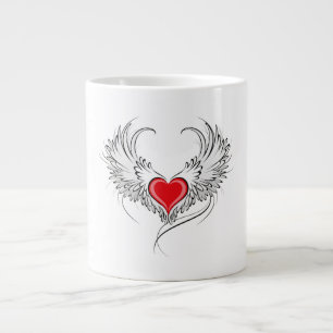 Red Angel Heart with wings Large Coffee Mug