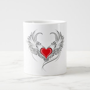 Red Angel Heart with wings Large Coffee Mug