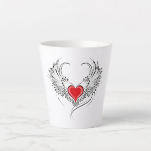 Red Angel Heart with wings Latte Mug