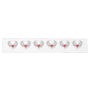 Red Angel Heart with wings Long Table Runner