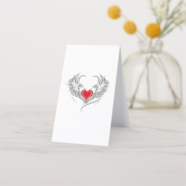 Red Angel Heart with wings Loyalty Card (Back)