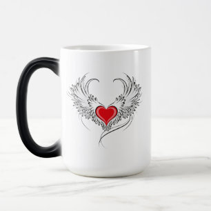 Red Angel Heart with wings Magic Mug