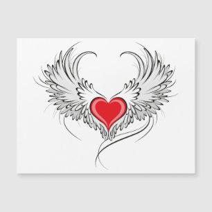 Red Angel Heart with wings Magnetic Invitation