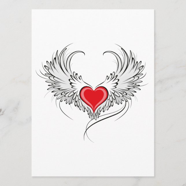 Red Angel Heart with wings Menu (Front)