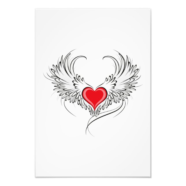 Red Angel Heart with wings Photo Print (Front)