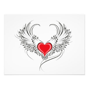 Red Angel Heart with wings Photo Print