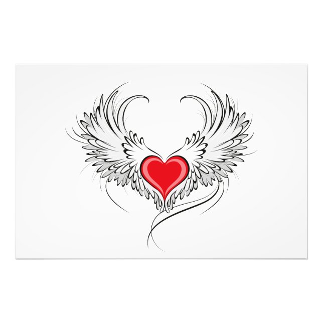 Red Angel Heart with wings Photo Print (Front)